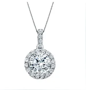 0.35 Carat Round Brilliant Cut White Gold Diamond Halo Pendant