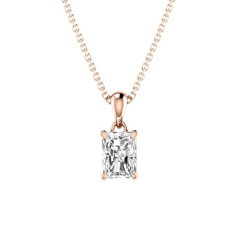 0.50-3.00 CT Radiant Cut Lab Grown Diamonds - Solitaire Pendant