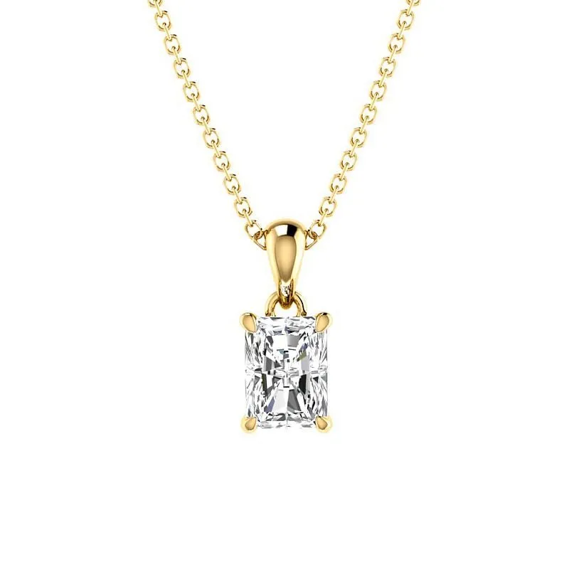 0.50-3.00 CT Radiant Cut Lab Grown Diamonds - Solitaire Pendant