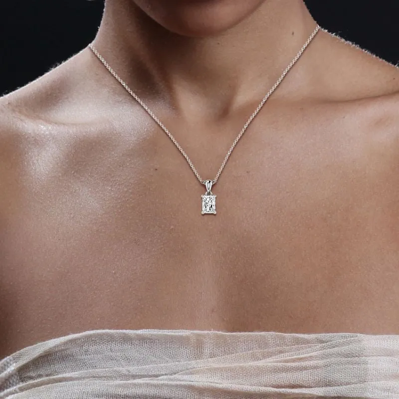 0.50-3.00 CT Radiant Cut Lab Grown Diamonds - Solitaire Pendant