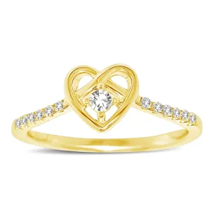 10K Yellow Gold 1/5 Ctw Diamond Heart Ring