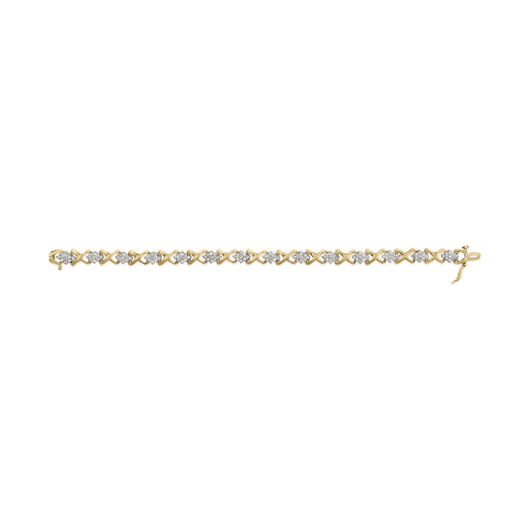 10k Yellow Gold Plated .925 Sterling Silver 2.00 Cttw Round-Cut Diamond Link 7" Bracelet (H-I Color, I2-I3 Clarity)