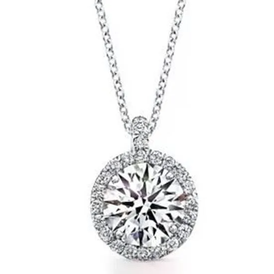 1.10 Carat Round Brilliant Cut White Gold Diamond Halo Pendant