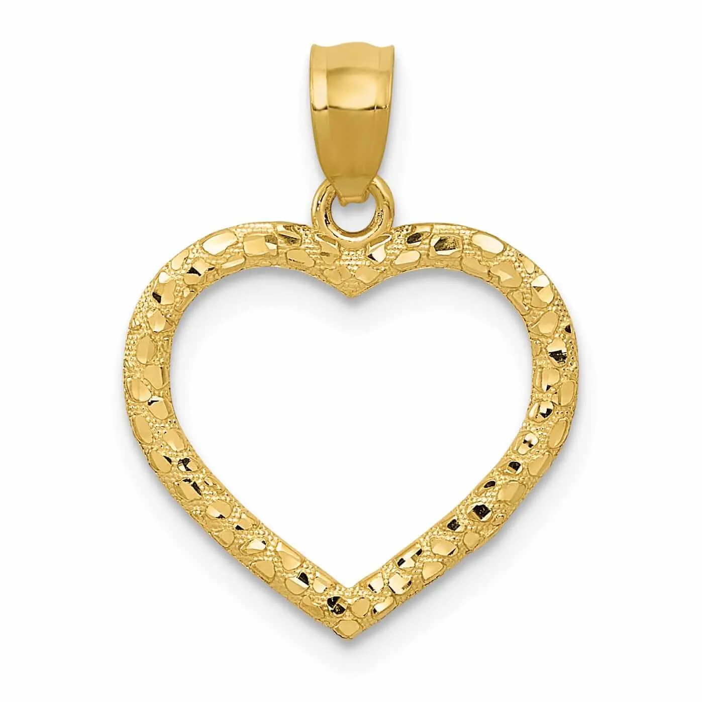 14 Yellow Gold Diamond Cut Nugget Heart Pendant