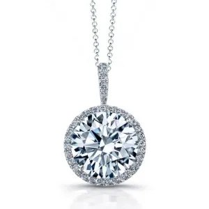 1.42 Carat Round Brilliant Cut White Gold Diamond Halo Pendant