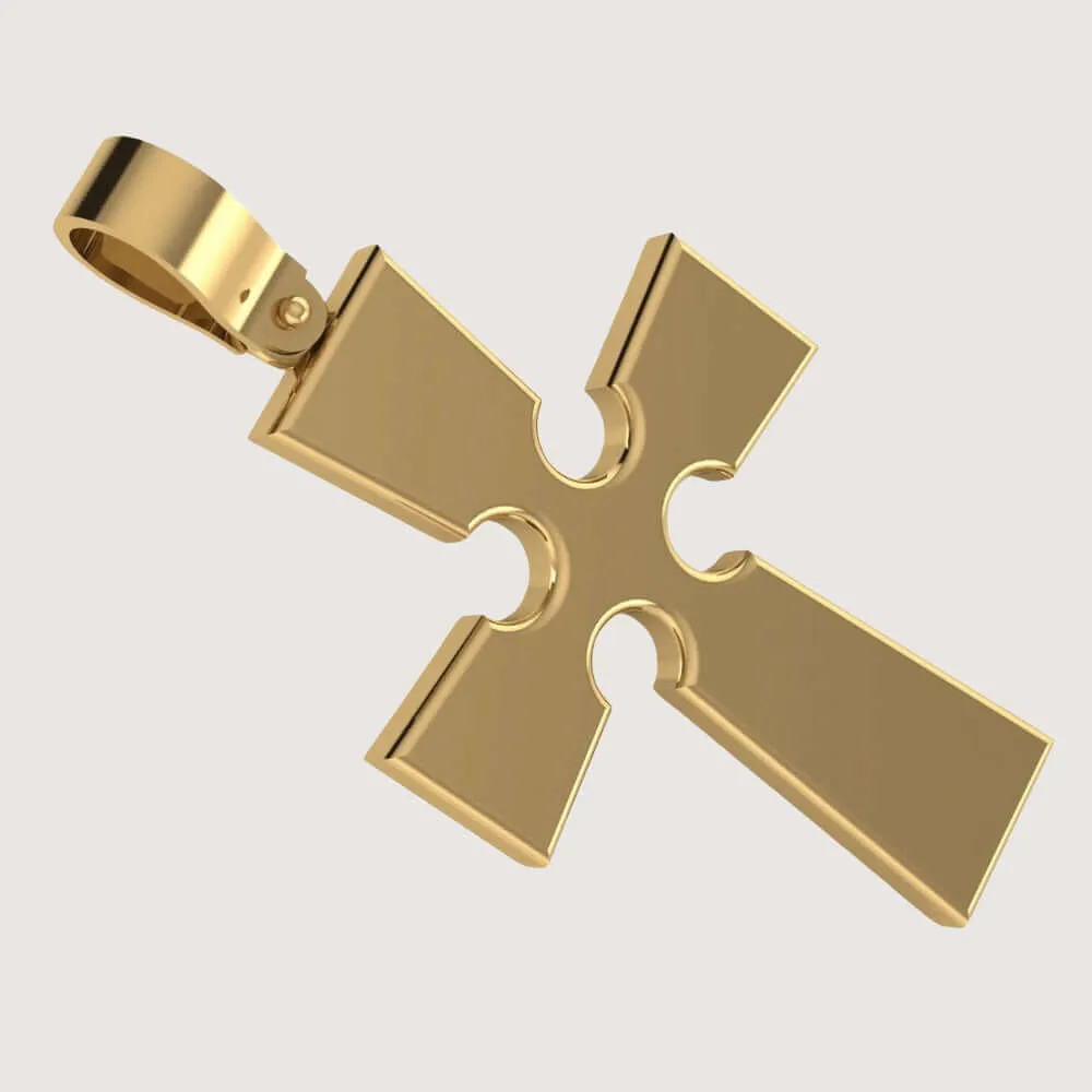 14k Gold Gothic Cross Pendant