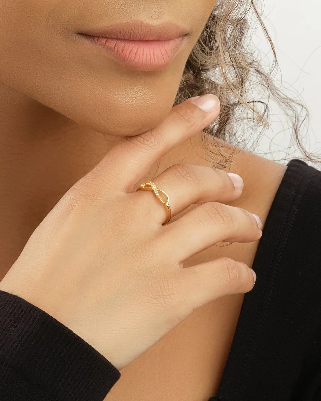 14K Gold Plated Sterling Silver Pave CZ Infinity Ring