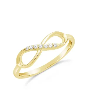 14K Gold Plated Sterling Silver Pave CZ Infinity Ring