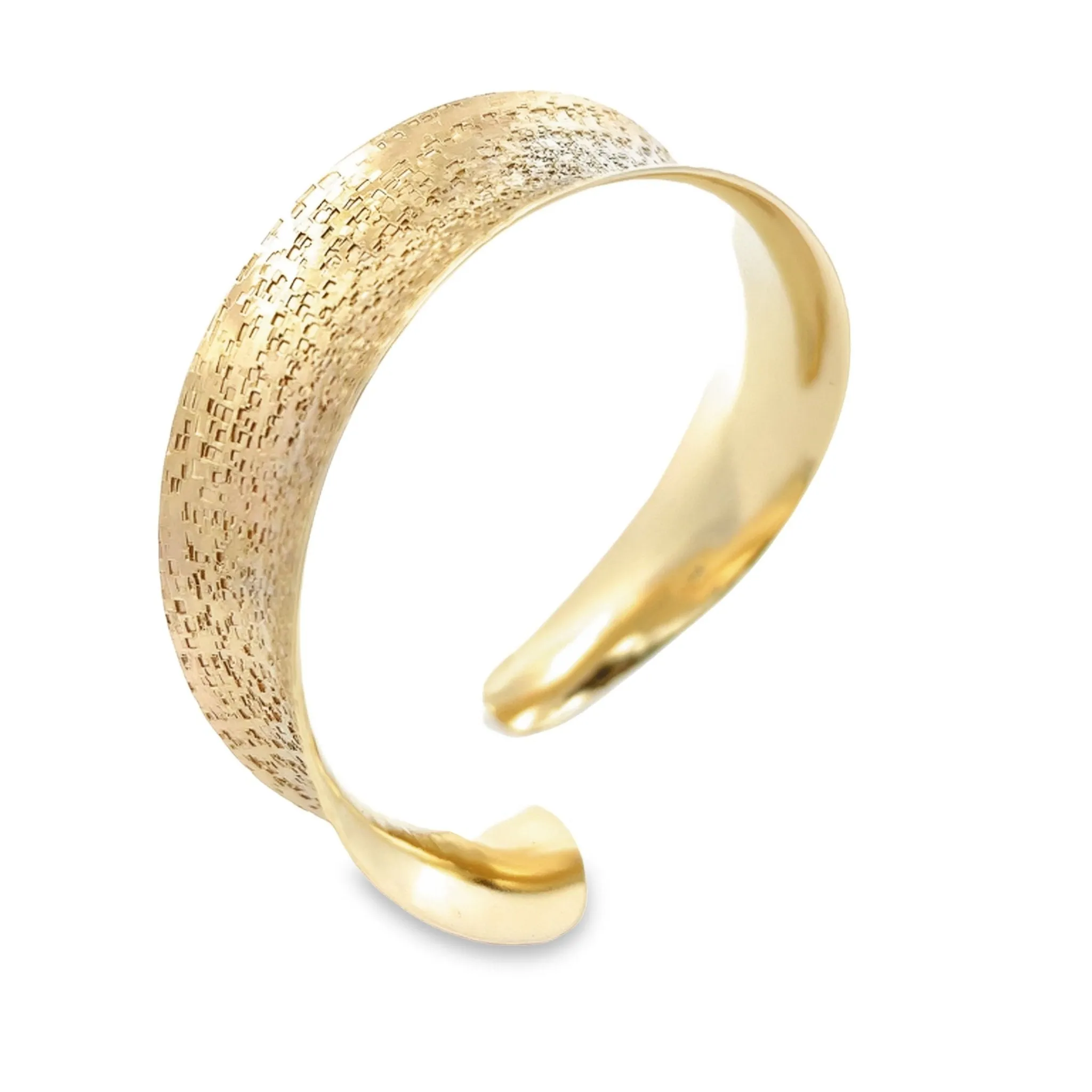 14K Gold Texturized Anticlastic Bangle Bracelet