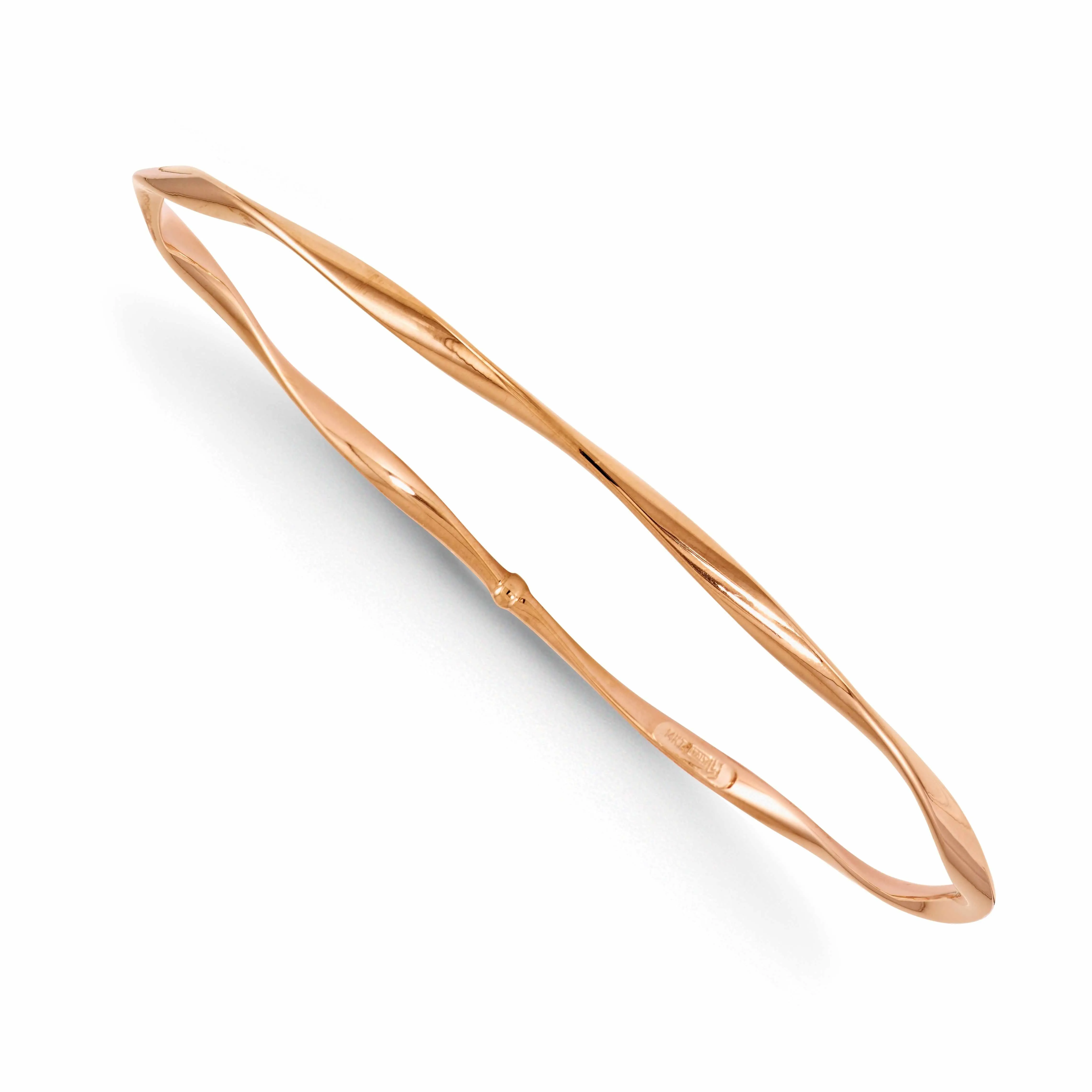 14k Rose Gold Polished Twisted Slip On Bangle