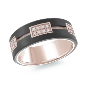 14K Rose Gold Ring from the Noir Collection by Malo - MRDA-160-8P