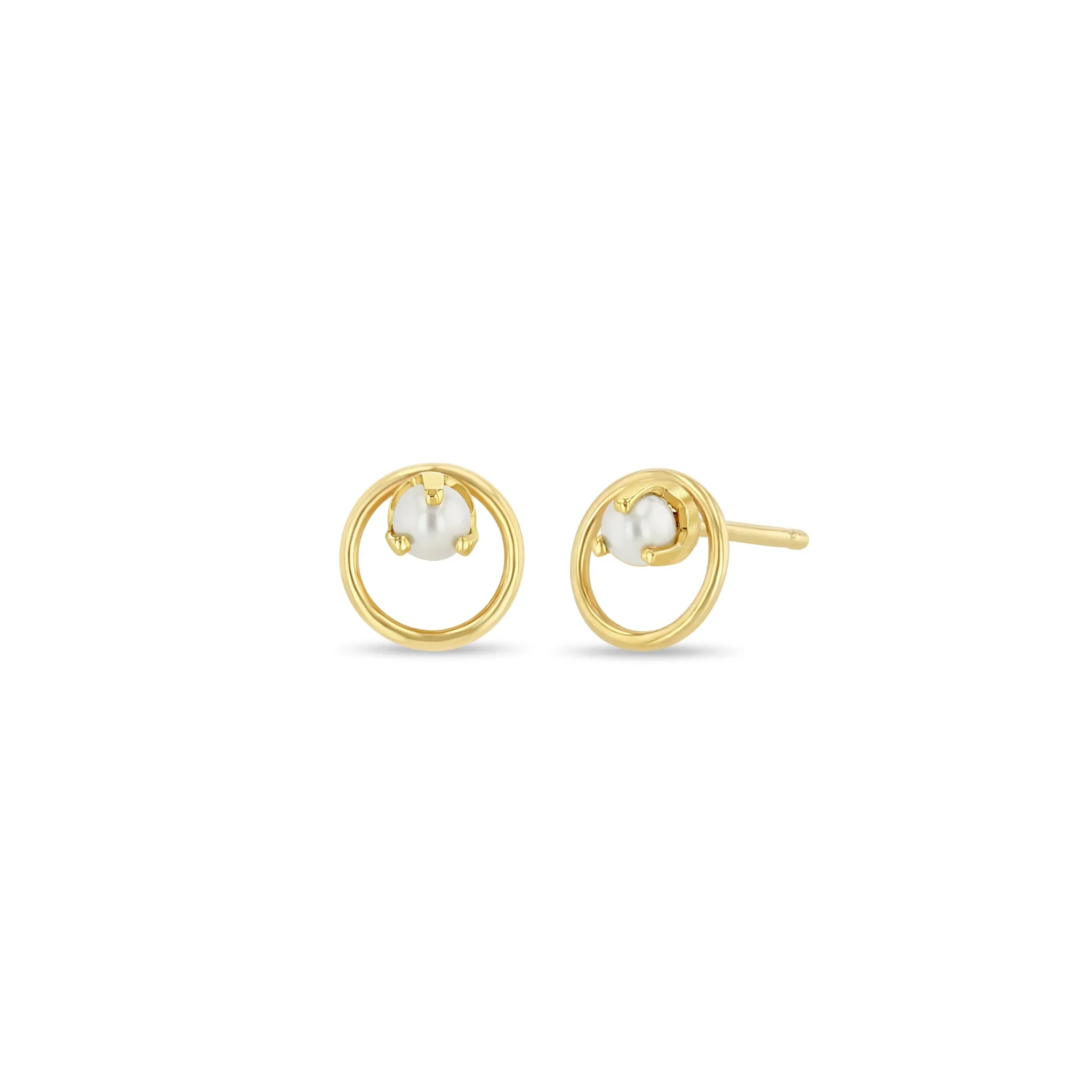 14k Small Circle Pearl Studs