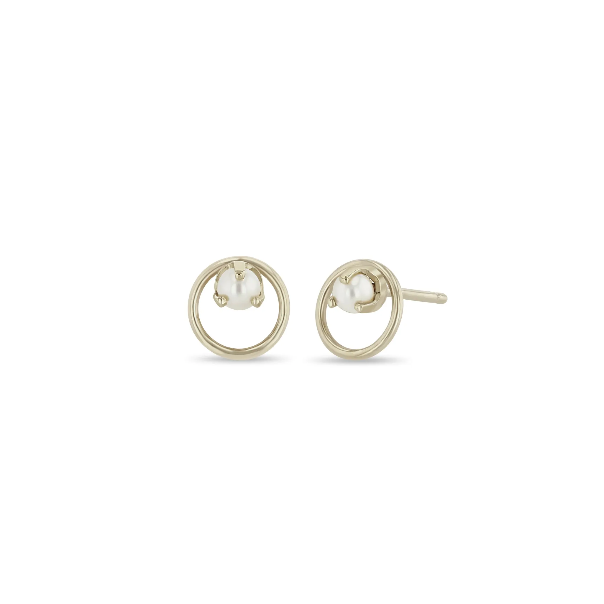 14k Small Circle Pearl Studs