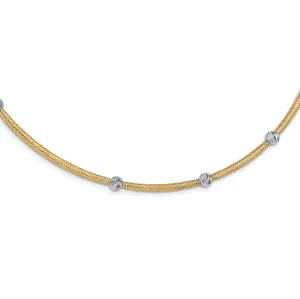 14k Two Tone Gold Polished D.C Mesh Necklace