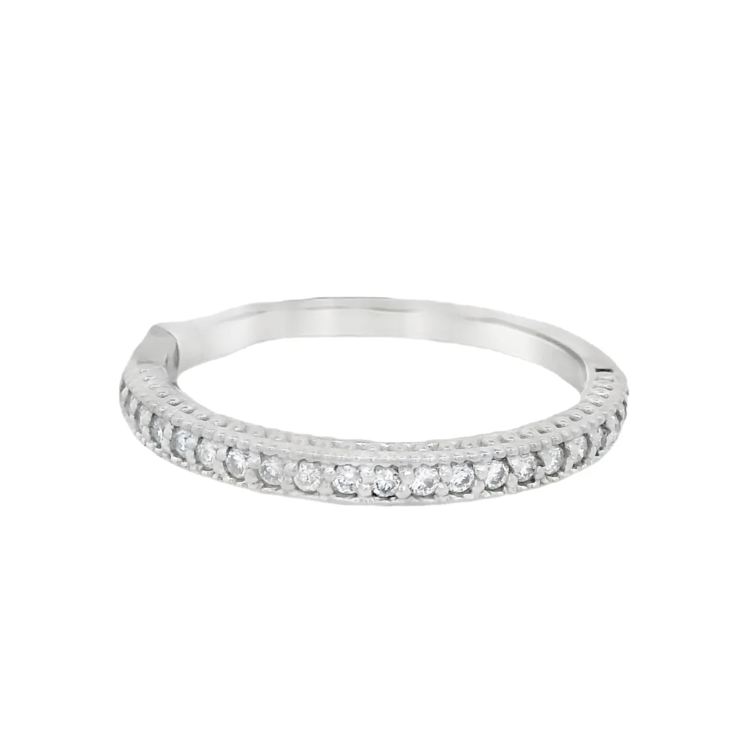 14K White Gold 0.25ct Diamond Milgrain Women's Wedding Band