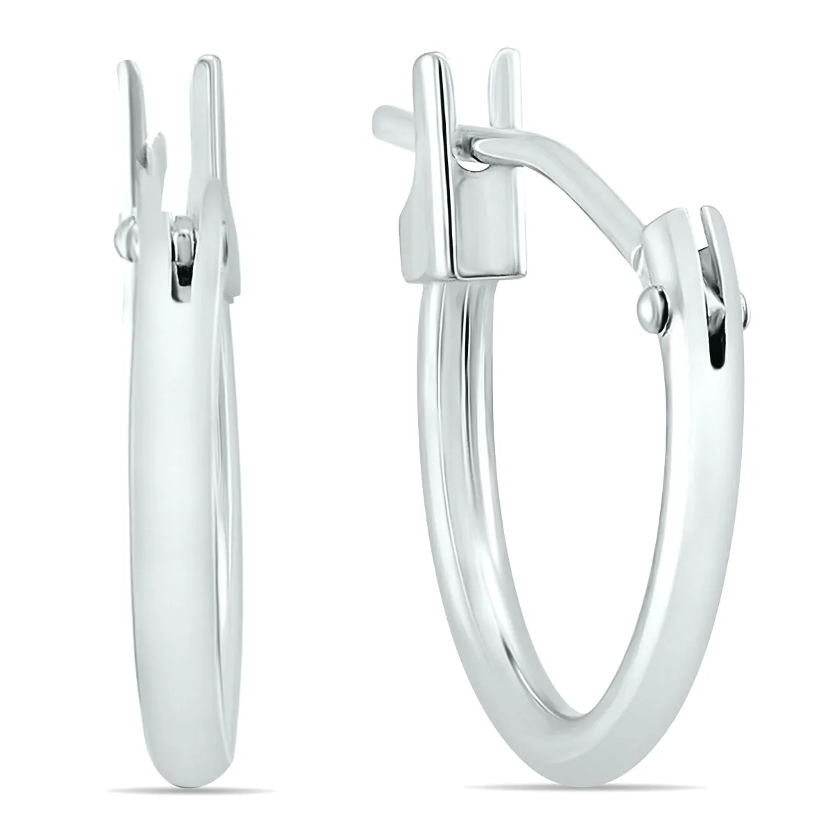 14K White Gold 12Mm Hoop Earrings (1.5Mm Gauges)