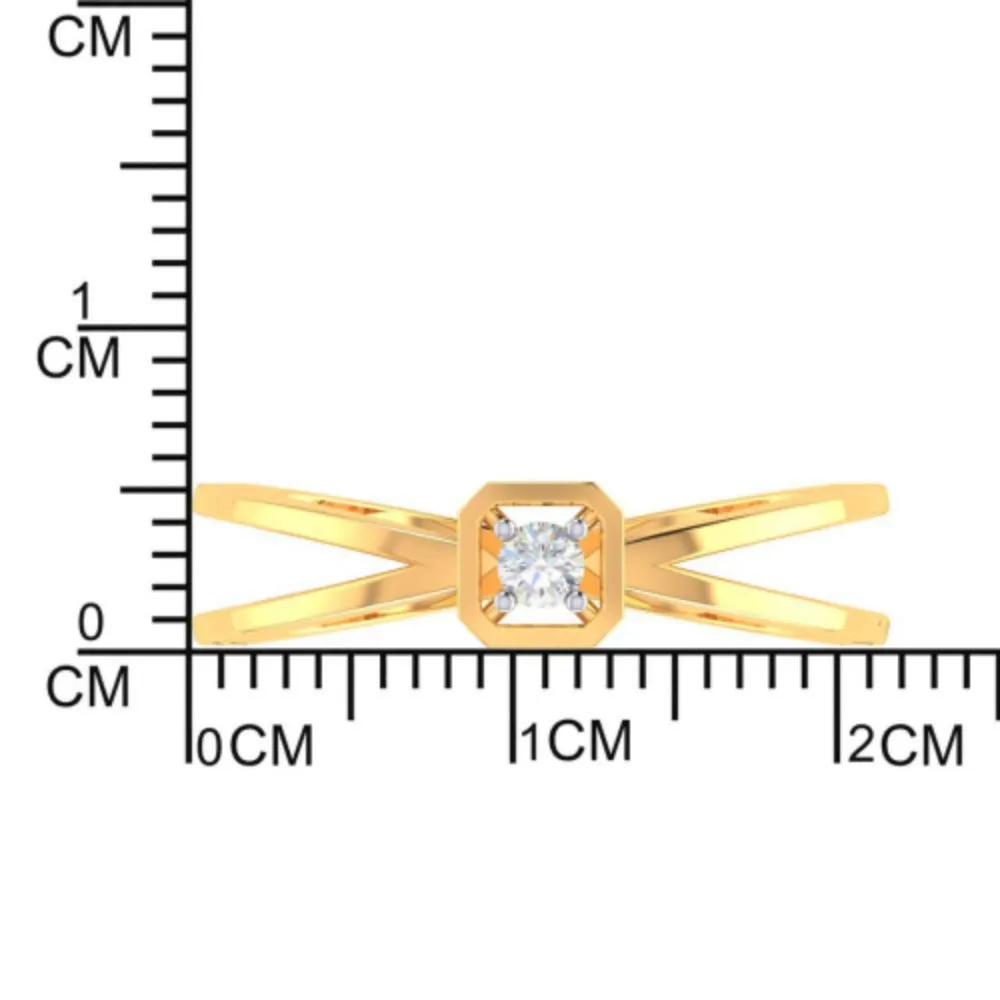 14k X Shape Gold Ring With American Diamond