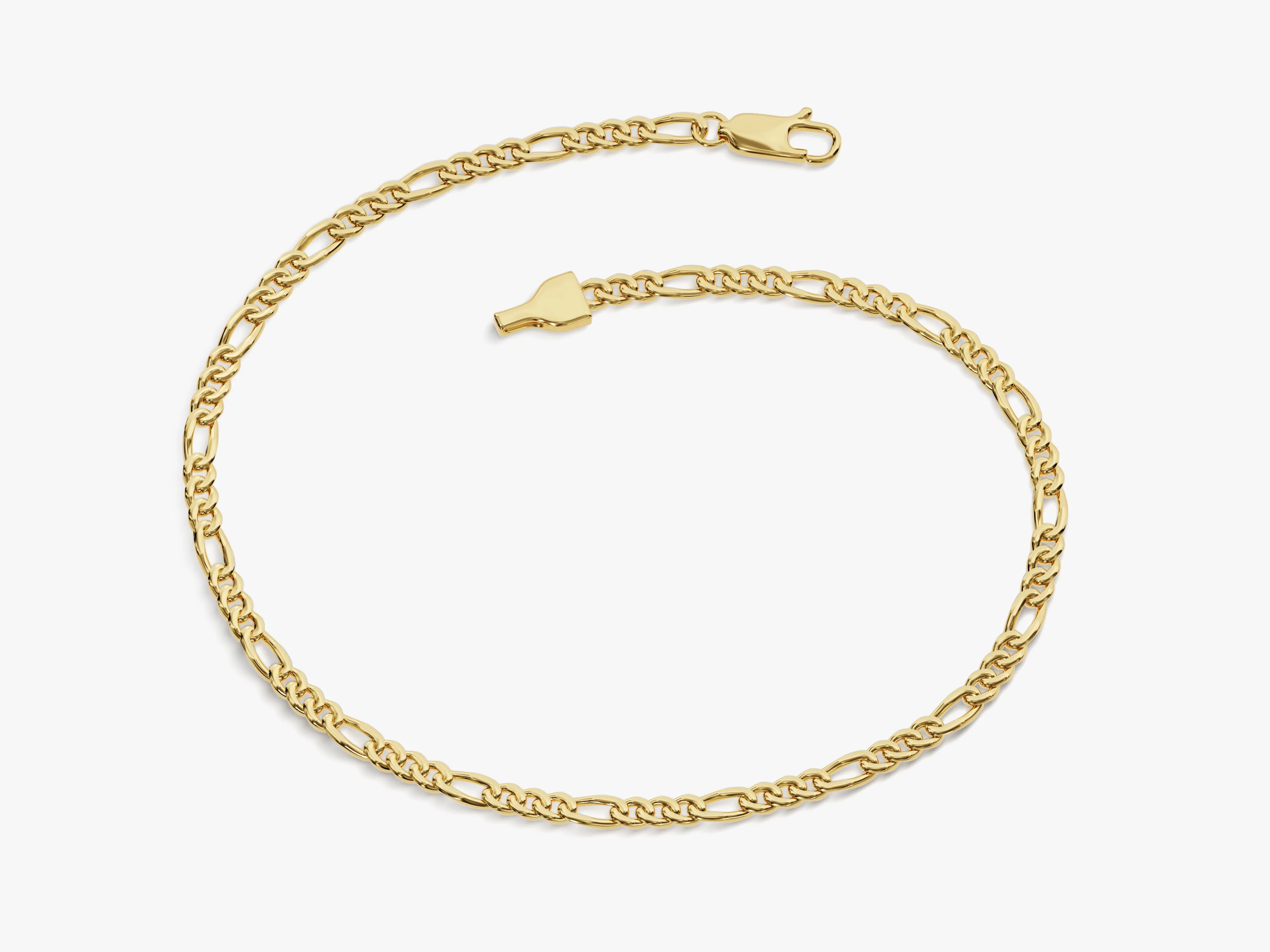 14k Yellow Gold 2.5mm Figaro Chain Bracelet