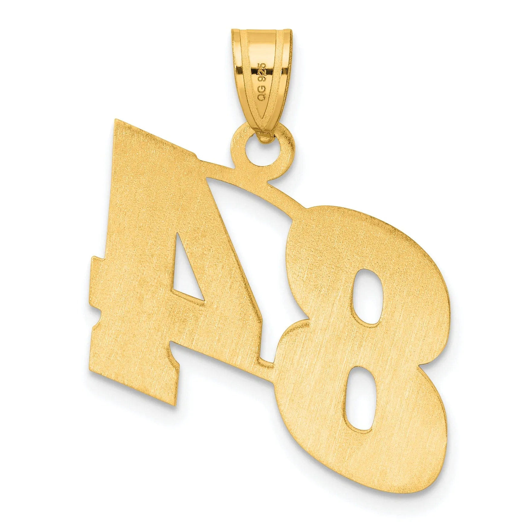 14k Yellow Gold Polished Finish Block Script Design Number 84 Charm Pendant