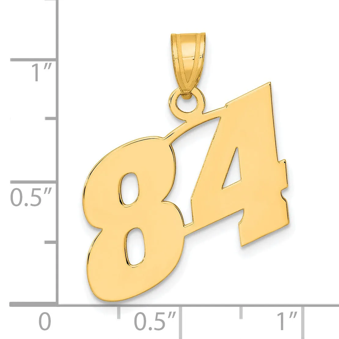 14k Yellow Gold Polished Finish Block Script Design Number 84 Charm Pendant