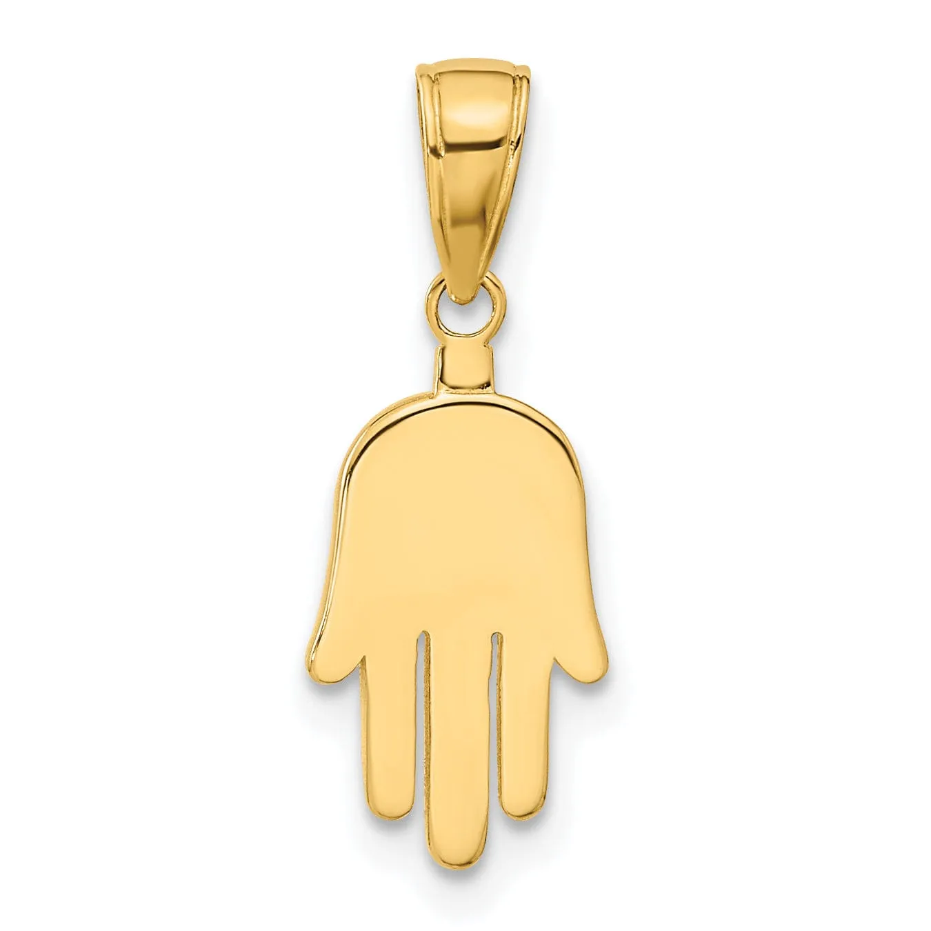 14K Yellow Gold Polished Finish Large Solid Hamsa Charm Pendant