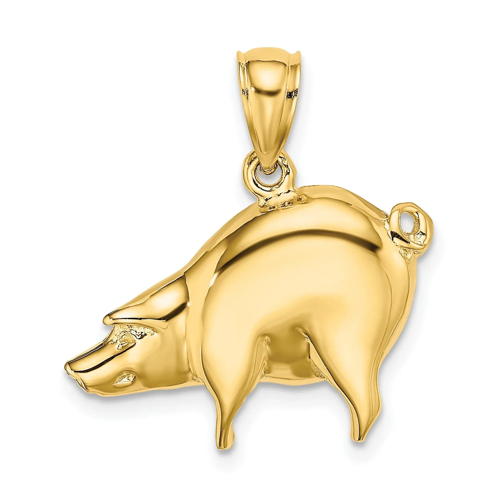 14K Yellow Gold Polished Finish Pig Charm Pendant