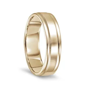 14k Yellow Gold Polished Finish Ring with Round Edges - 6mm