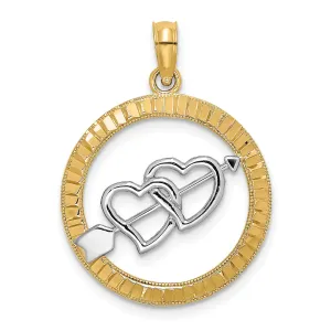 14k Yellow Gold Rhodium D.C Heart and Arrow Pendant