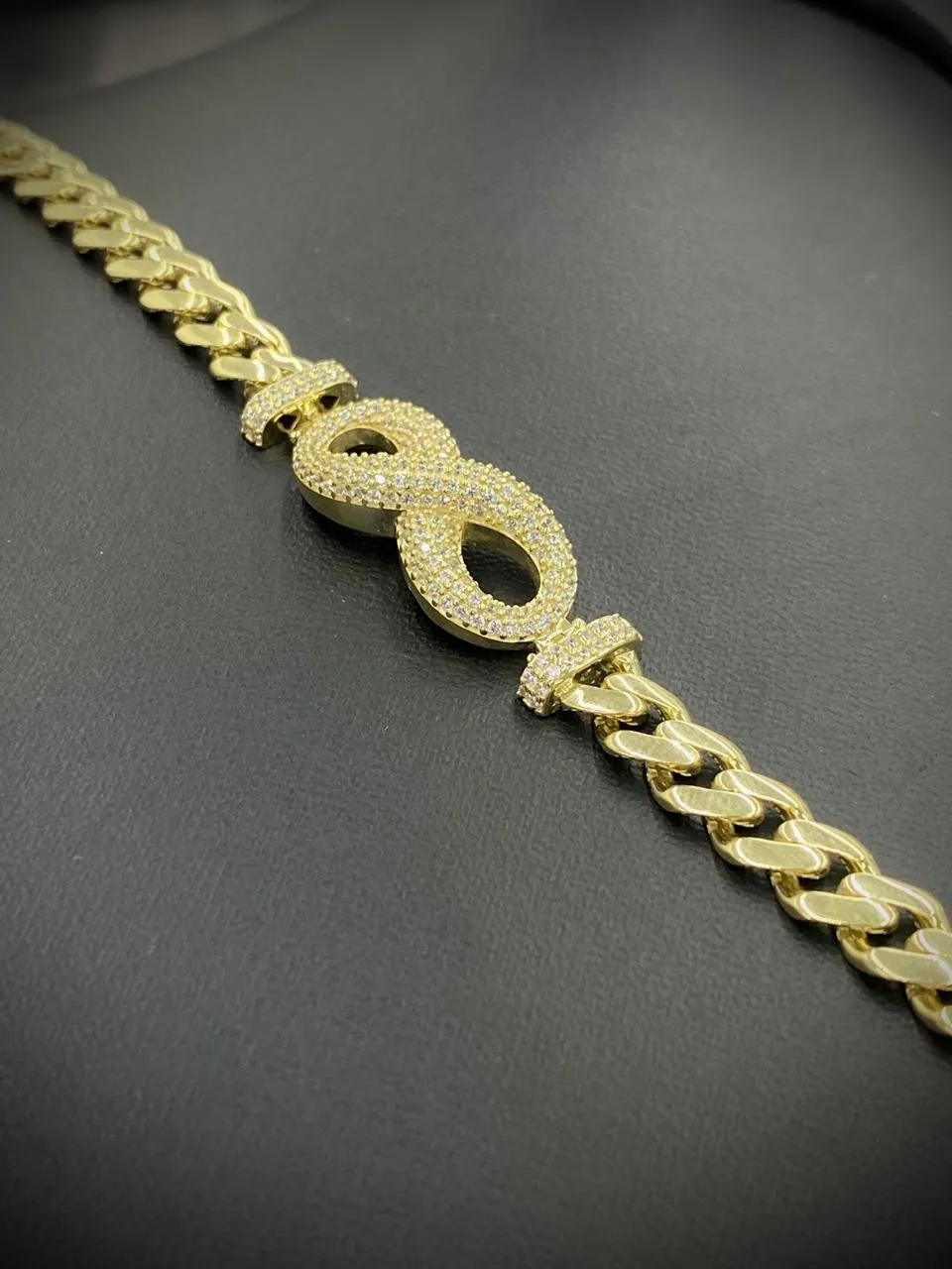 14K Yellow Solid Gold Diamond CZ Monaco Bracelet For Women's Gifts Infinity Jewelry 7.25"