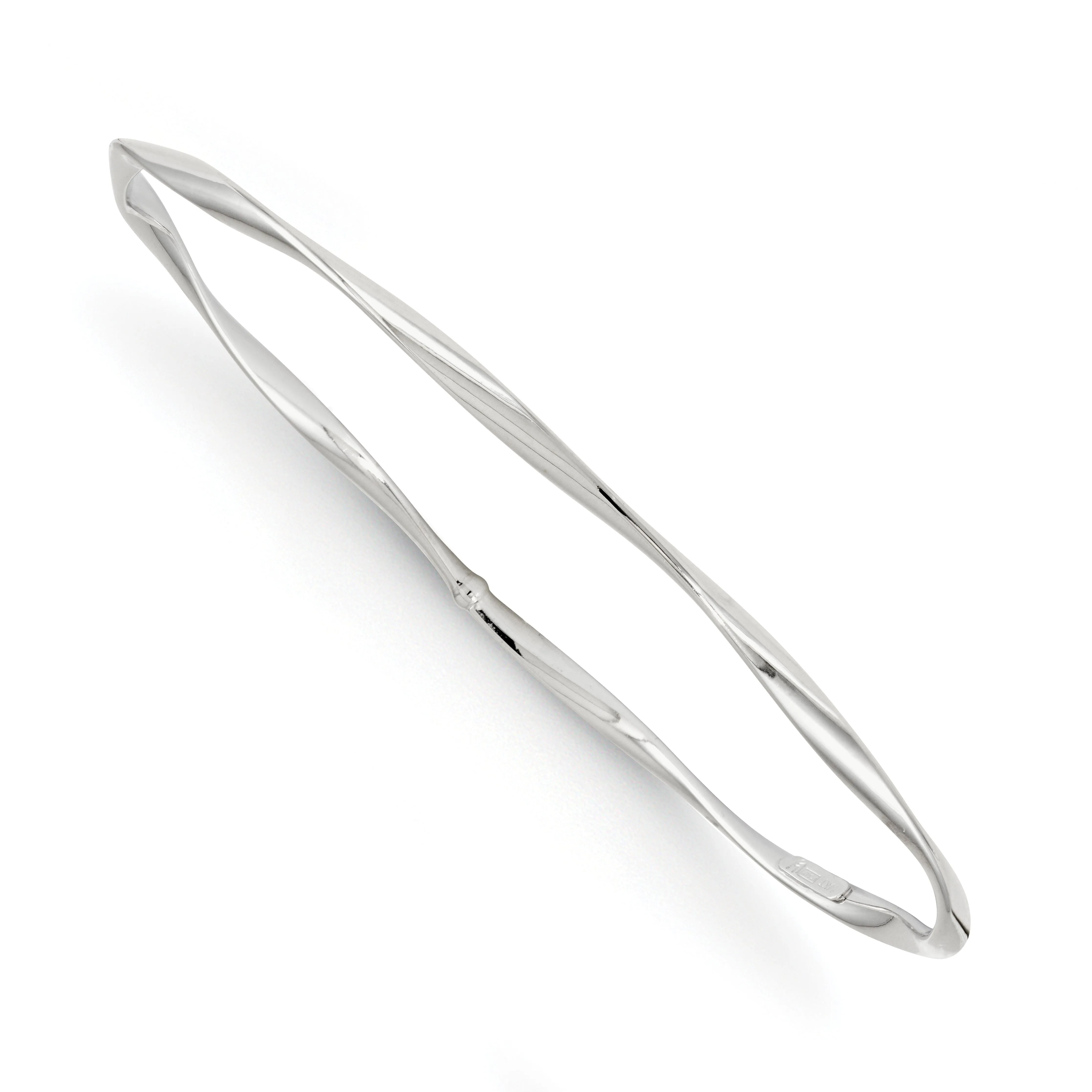 14kt White Gold Polished Twisted Slip On Bangle