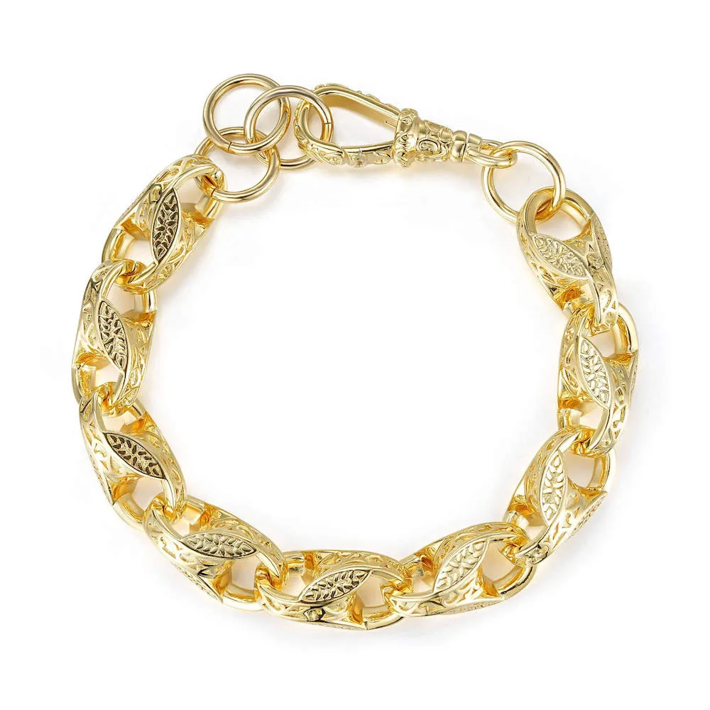 15mm Gold Filled 3D Tulip Bracelet with Albert Clasp 8/8.5 Inch