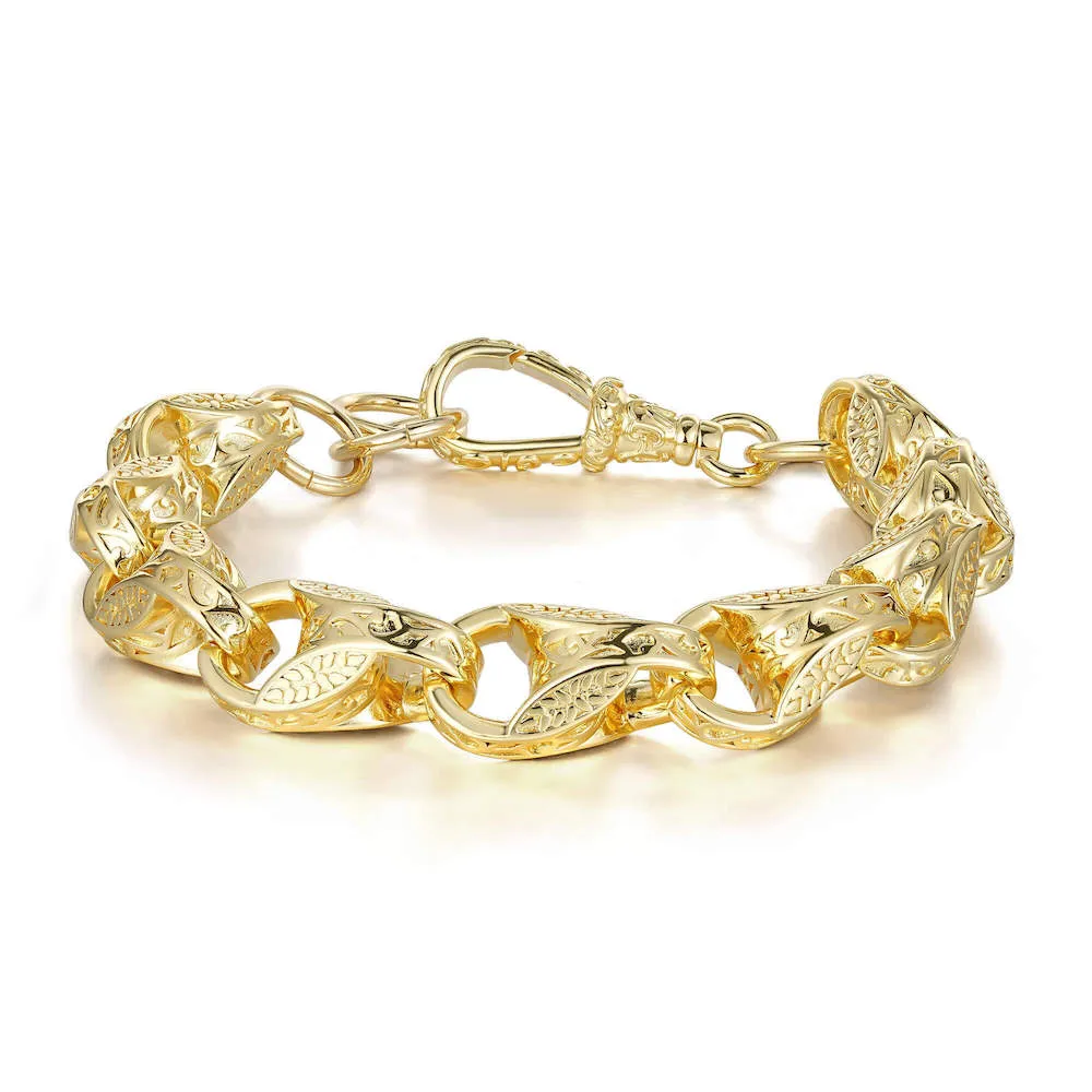 15mm Gold Filled 3D Tulip Bracelet with Albert Clasp 8/8.5 Inch