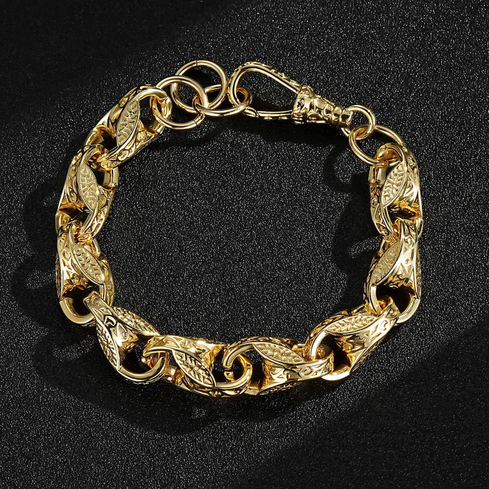 15mm Gold Filled 3D Tulip Bracelet with Albert Clasp 8/8.5 Inch