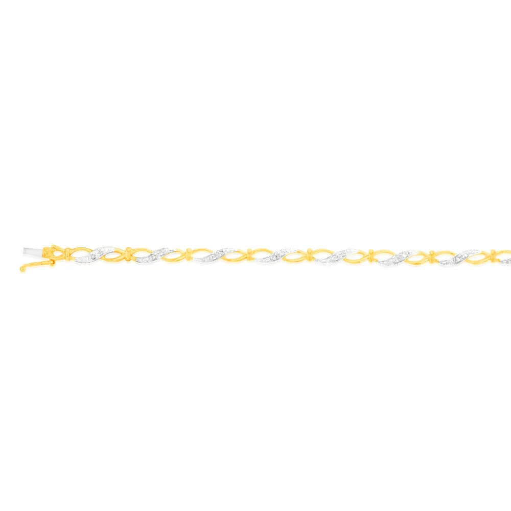 1/6 Carat Diamond Bracelet in 9ct Yellow Gold