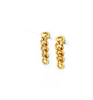 18K Gold Filled Cuban Link Chain Dangle Drop Earrings (L194)