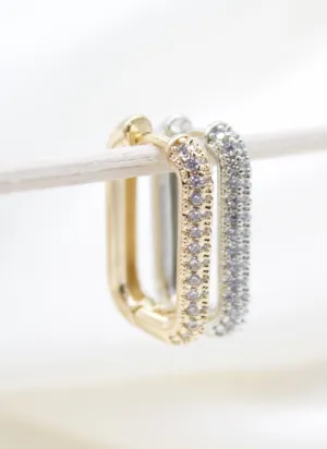 18K Gold Filled CZ Pave Huggies Earrings (L206)