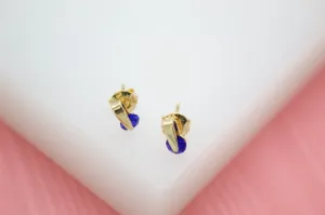 18K Gold Filled Earrings With Purple CZ Cubic Zirconia (L80)