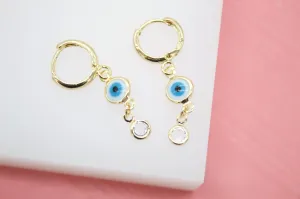 18K Gold Filled Evil Eye Dangle & Drop Earrings With CZ Cubic Zirconia