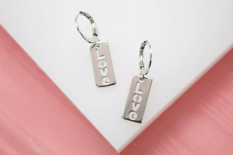 18K Gold Filled Love Dainty Huggie Dangle Earrings