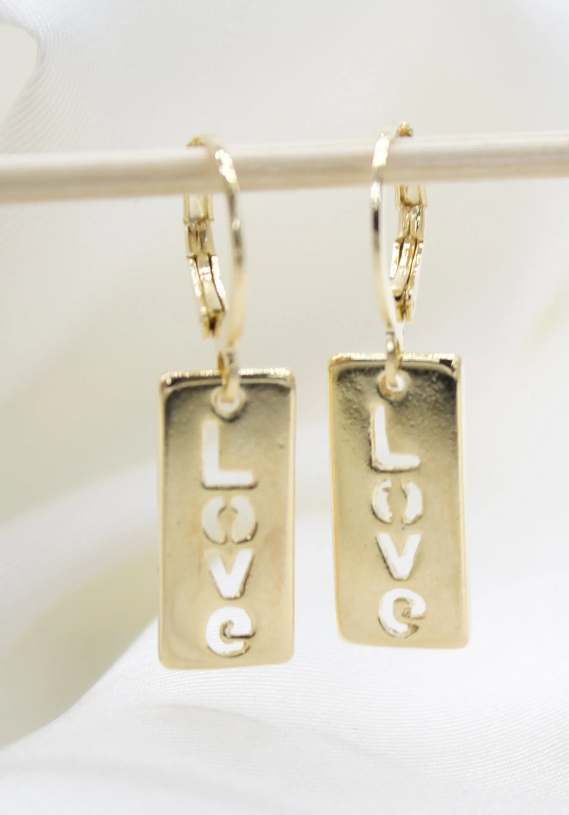 18K Gold Filled Love Dainty Huggie Dangle Earrings