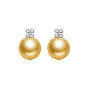 18K Solid Gold South Sea Golden Pearl Earring KE00110