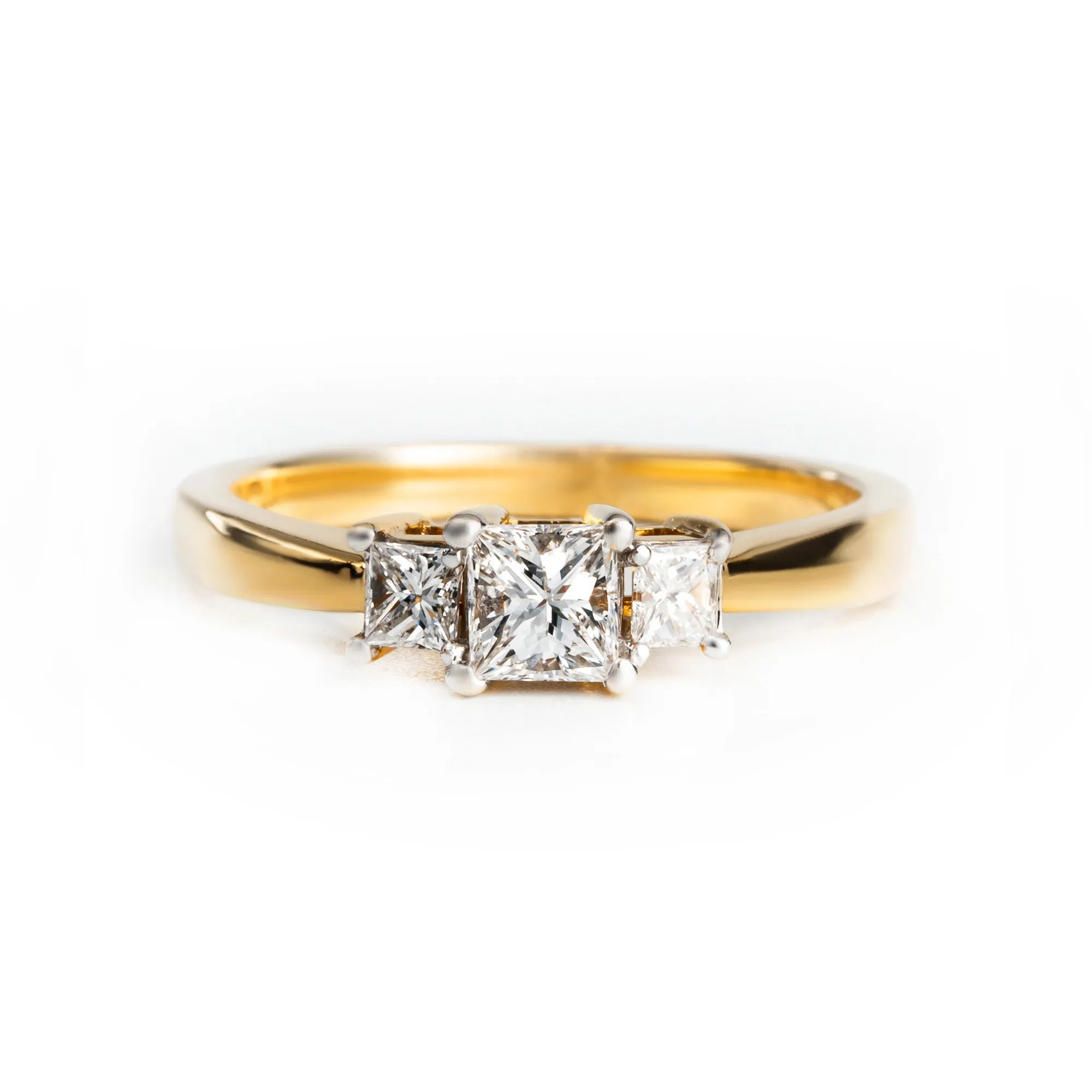 18K Yellow Gold Tdw 0.8CT Diamond Engagement Triolgy Ring - 20335069