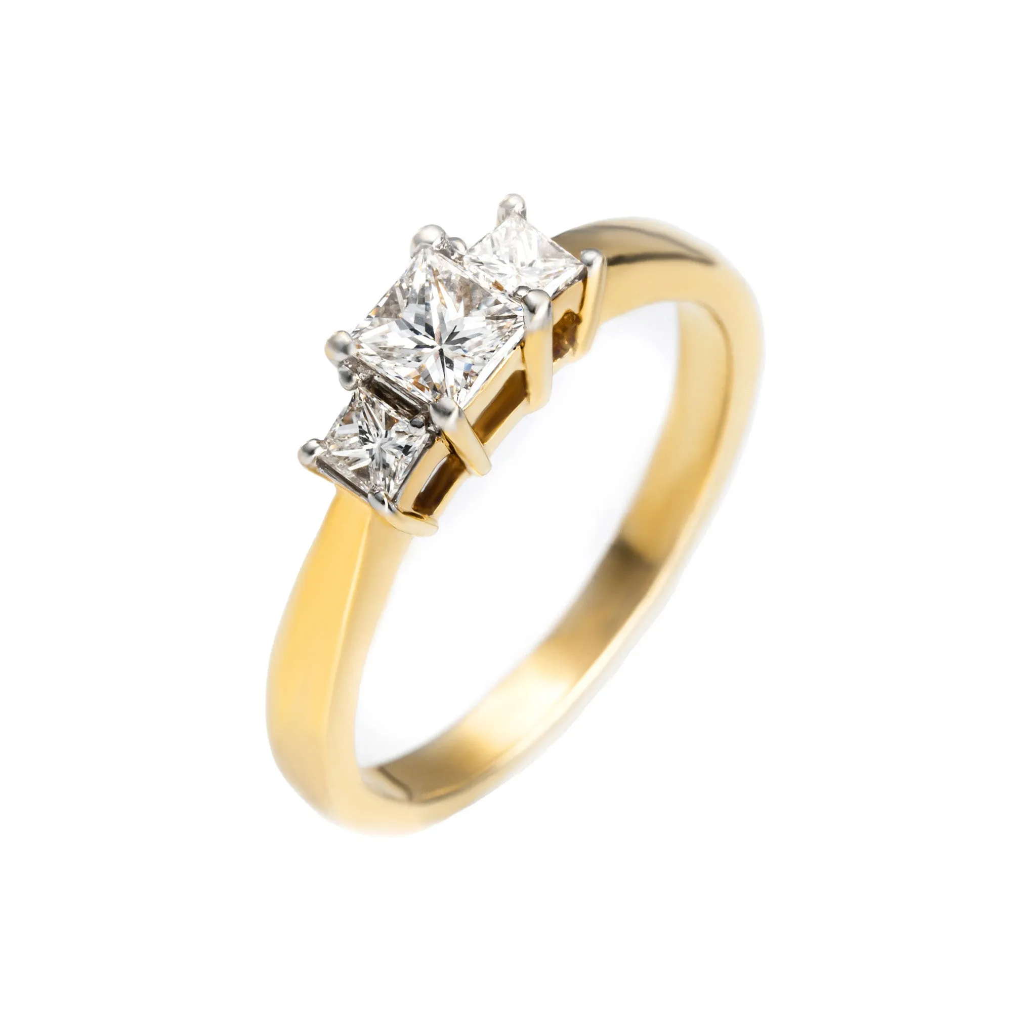 18K Yellow Gold Tdw 0.8CT Diamond Engagement Triolgy Ring - 20335069