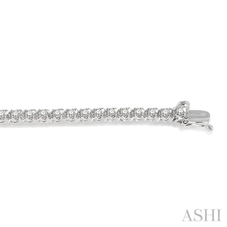 2 ctw Round Cut Diamond Tulip Bracelet in 14K White Gold