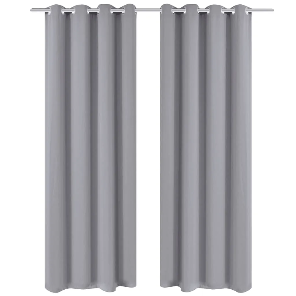 2 pcs Grey Blackout Curtains with Metal Rings 135 x 245 cm