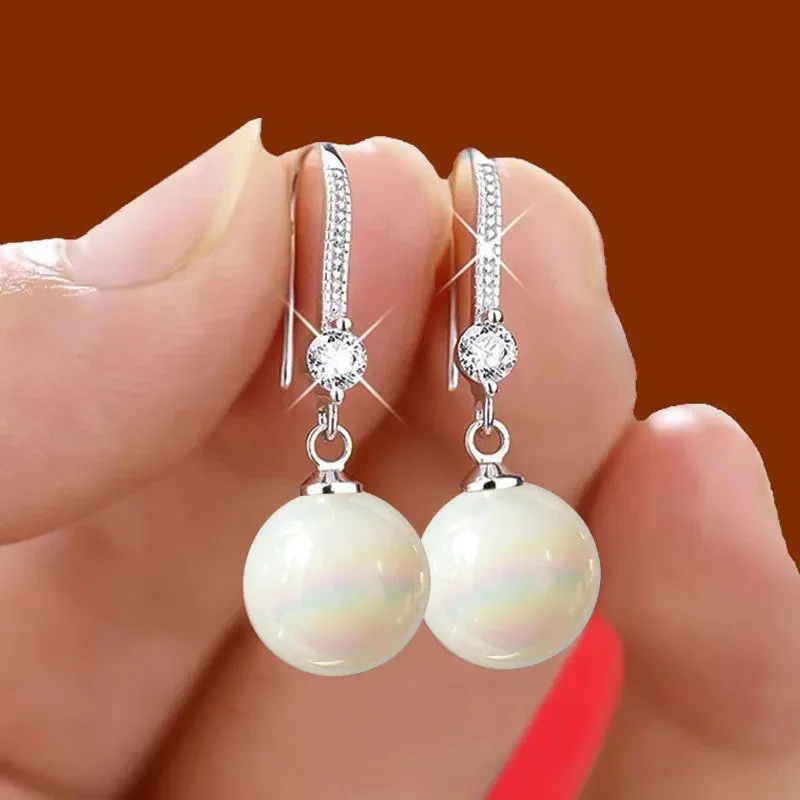 2023 Elegant and Fashionable Women's Water Drop Imitation Pearl Earrings Red and White Round Oval Wedding Jewelry Birthday Gifts