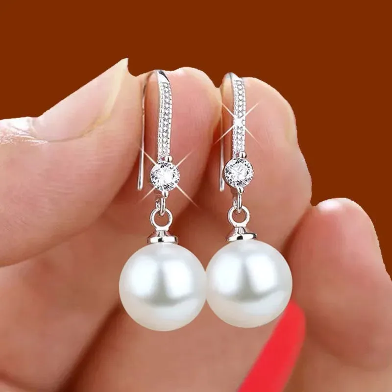 2023 Elegant and Fashionable Women's Water Drop Imitation Pearl Earrings Red and White Round Oval Wedding Jewelry Birthday Gifts