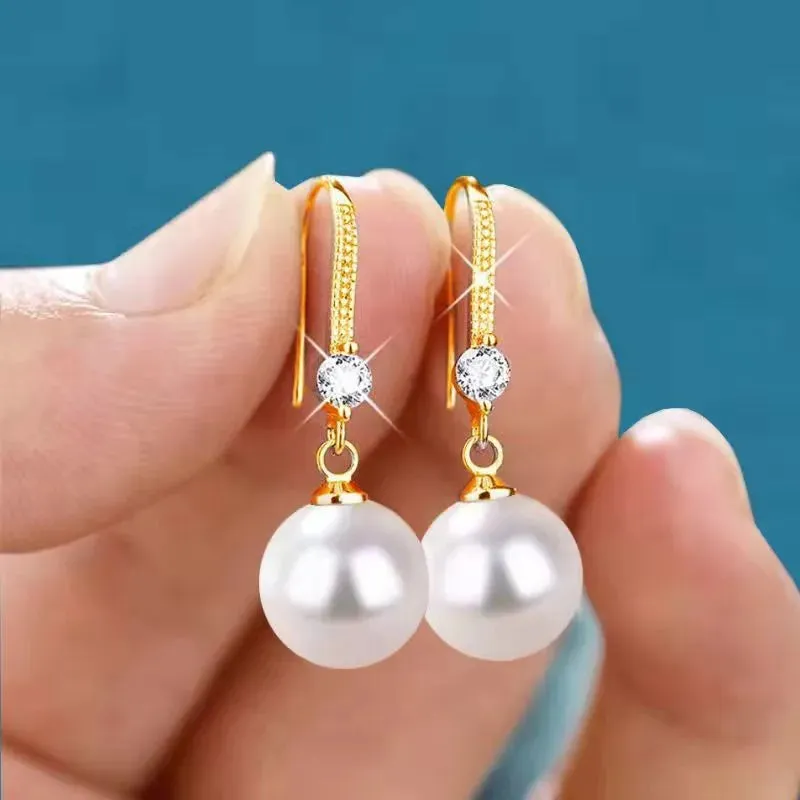 2023 Elegant and Fashionable Women's Water Drop Imitation Pearl Earrings Red and White Round Oval Wedding Jewelry Birthday Gifts