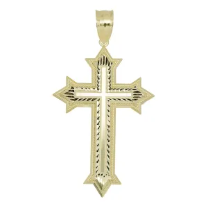 3 3/4" Diamond-Cut Cross Pendant Solid 10K Yellow Gold