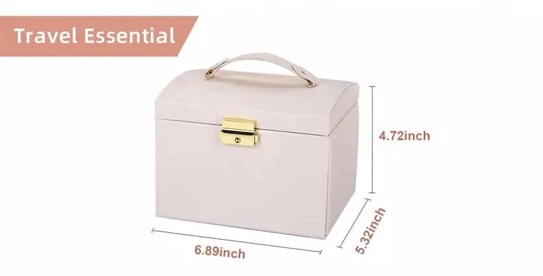 3 Layer Luxurious Large Capacity Jewellery Organizer, Large Capacity Display Holder, Earring Ring Bracelet Storage Case for Women, Double Drawer Leather Jewellery Box, Earring Bracelet Holder Organizer With Mirror